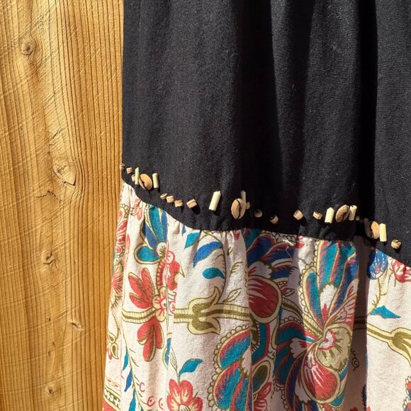 Vintage Prairie Midi Skirt 90s Ronnie Nicole Floral Beaded Flared | Size M/L - Picture 7 of 12